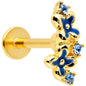 16 Gauge 1/4 Blue Gem Gold Tone Floral Blues Labret Monroe Tragus