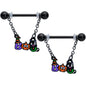 14 Gauge 5/8 Black Boo Party Halloween Chain Dangle Nipple Ring Set