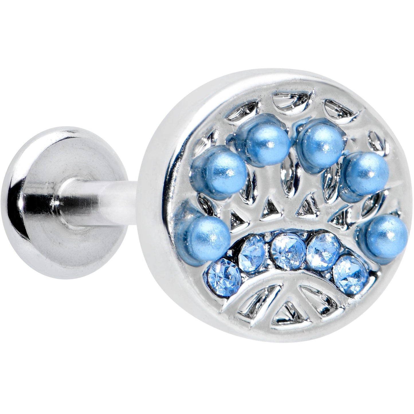 16 Gauge 5/16 Blue Gem Geometric Blues Pattern Labret Monroe Tragus