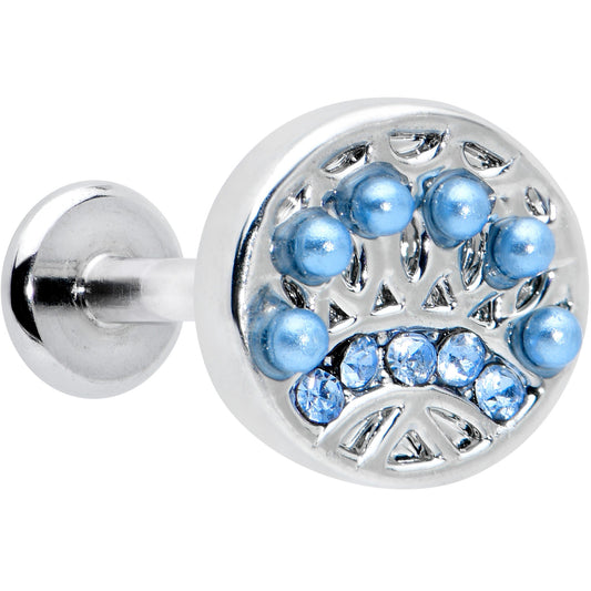 16 Gauge 5/16 Blue Gem Geometric Blues Pattern Labret Monroe Tragus