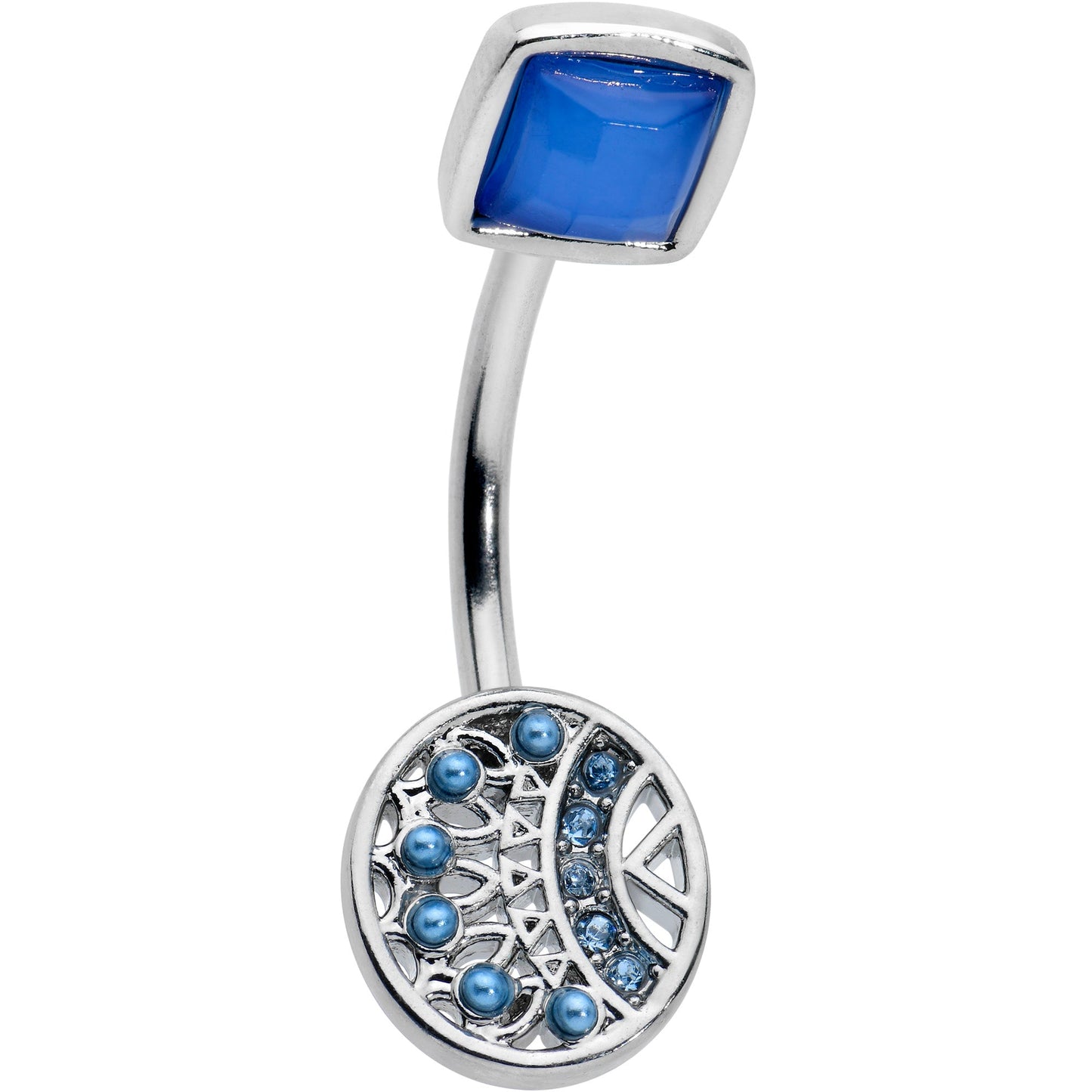 Geometric Blues Pattern Double Mount Belly Ring