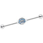 14 Gauge Blue Gem Geometric Blues Industrial Barbell 38mm