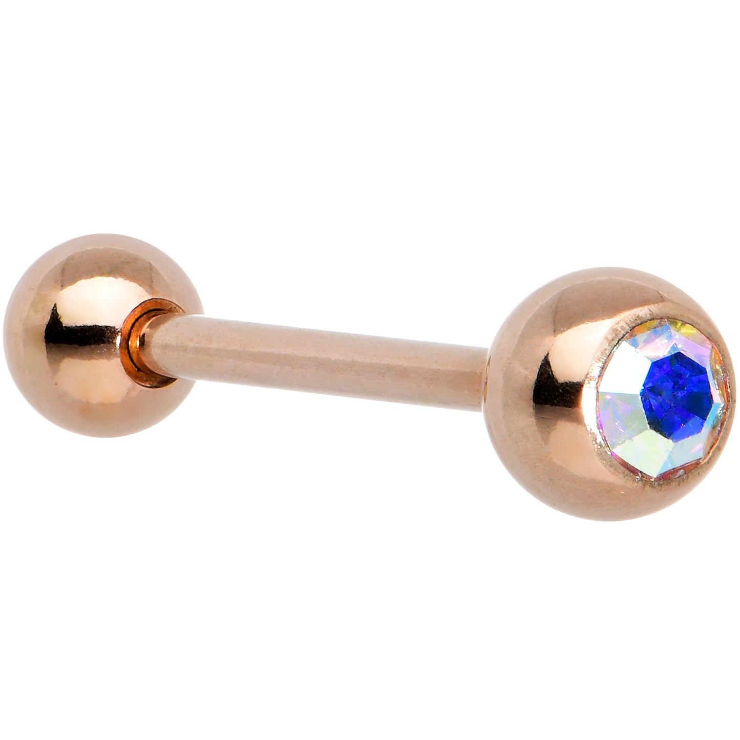 Aurora Gem Rose Gold Tone Simply Stylish Barbell Tongue Ring