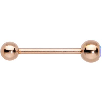 Aurora Gem Rose Gold Tone Simply Stylish Barbell Tongue Ring