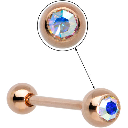 Aurora Gem Rose Gold Tone Simply Stylish Barbell Tongue Ring