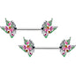 14 Gauge 1/2 Pink Gem Openwork Butterfly Barbell Nipple Ring Set