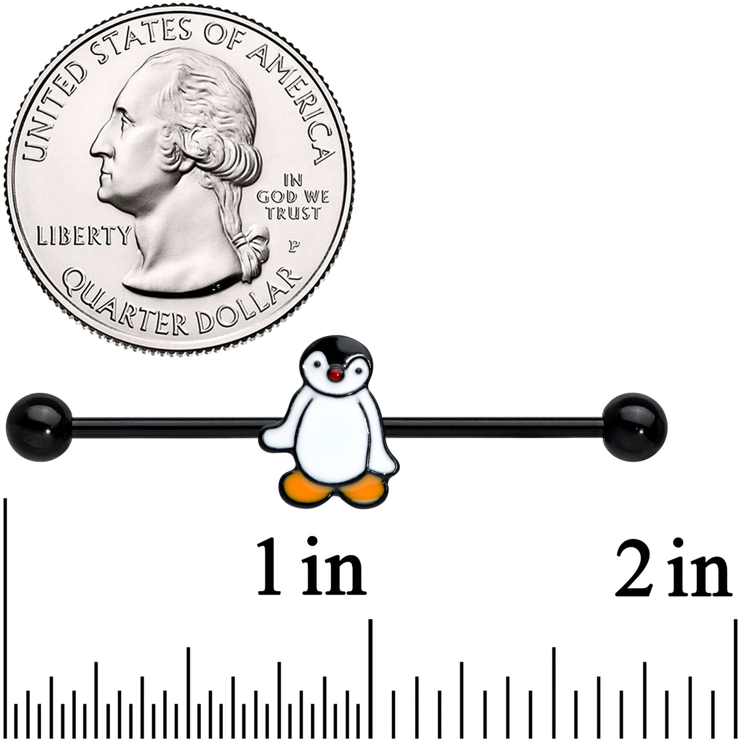 14 Gauge Black Baby Penguin Industrial Barbell 38mm