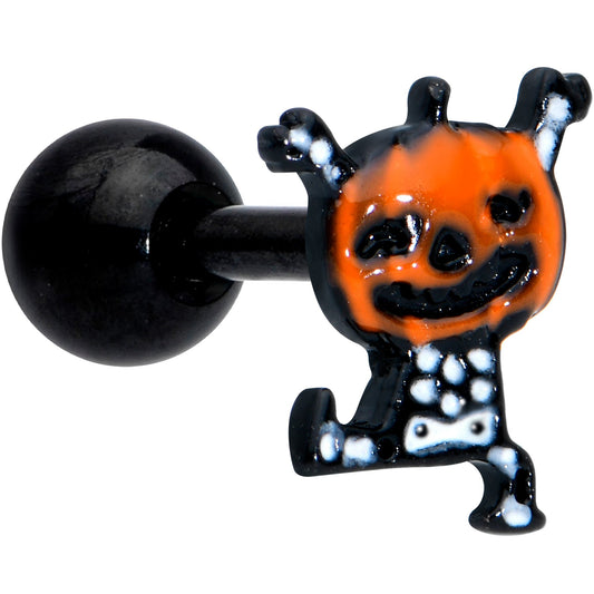 16 Gauge 1/4 Black Dancing Skeleton Pumpkin Halloween Cartilage Tragus
