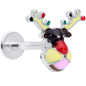 16 Gauge 5/16 Colorful Reindeer Christmas Labret Monroe Tragus