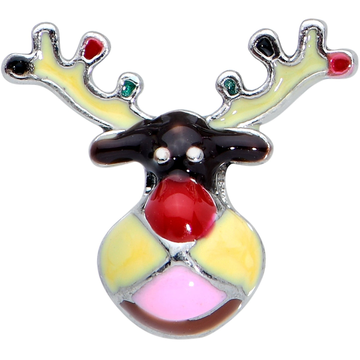 16 Gauge 5/16 Colorful Reindeer Christmas Labret Monroe Tragus