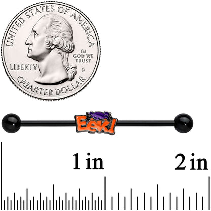 14 Gauge Black Eek Purple Spider Halloween Industrial Barbell 38mm