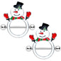 14 Gauge 9/16 Dapper Holiday Snowman Christmas Nipple Shield Set