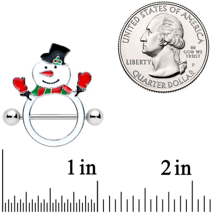 14 Gauge 9/16 Dapper Holiday Snowman Christmas Nipple Shield Set