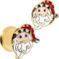 Color Gem Gold Tone Snazzy Santa Christmas Double Flare Plug Set