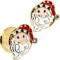 Color Gem Gold Tone Snazzy Santa Christmas Double Flare Plug Set