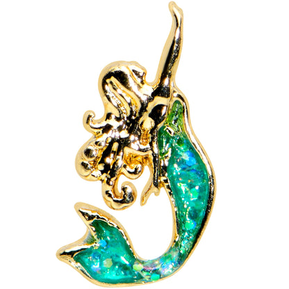 20 Gauge 1/4 Green Faux Opal Curvy Mermaid Nose Bone