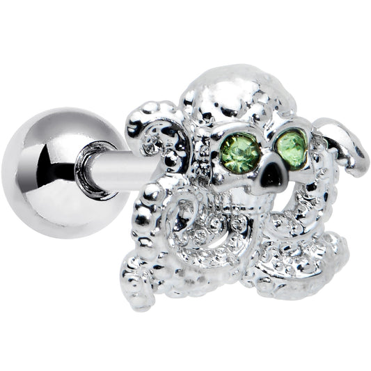 16 Gauge 1/4 Clear Green Gem Sunglass Octopus Cartilage Tragus Earring