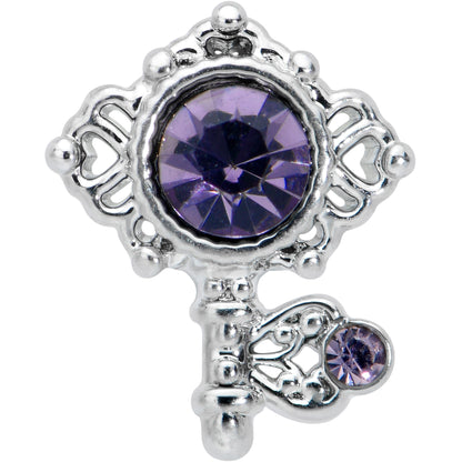 20 Gauge 1/4 Purple Gem Unlock My Heart Key Nose Bone