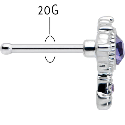 20 Gauge 1/4 Purple Gem Unlock My Heart Key Nose Bone