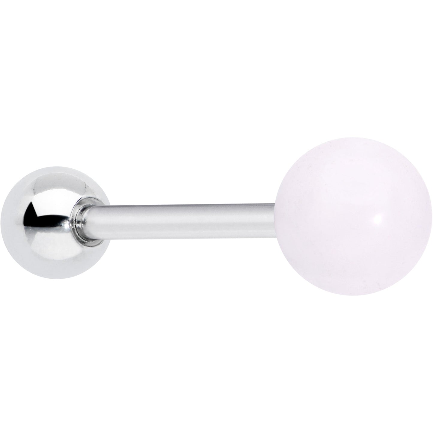 Pink Synthetic Light Rose Quartz Barbell Tongue Ring