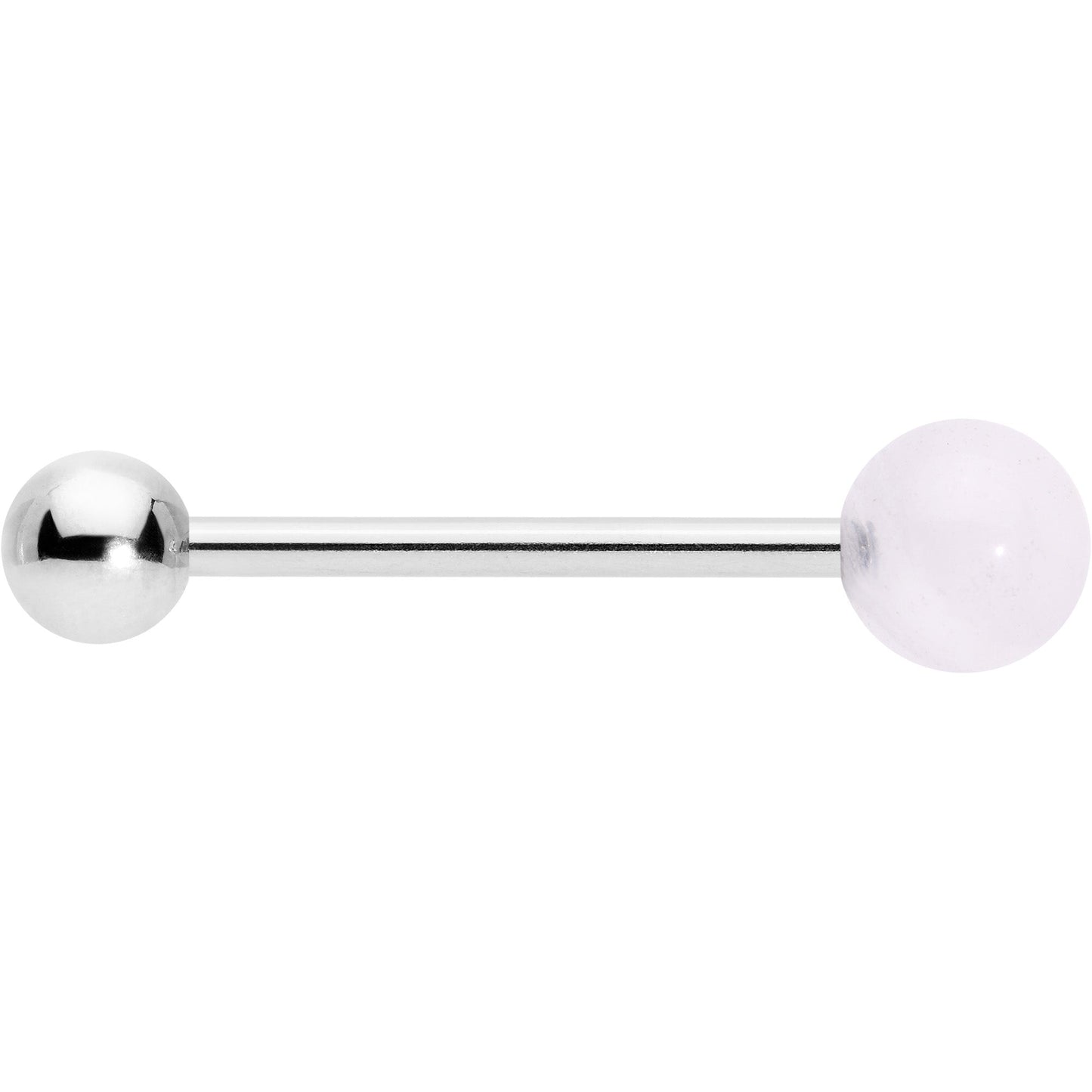 Pink Synthetic Light Rose Quartz Barbell Tongue Ring