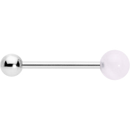 Pink Synthetic Light Rose Quartz Barbell Tongue Ring