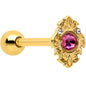 Pink Clear Gem Gold Tone Lace Love Barbell Tongue Ring