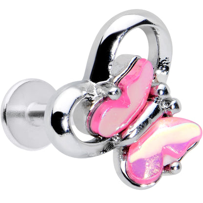 16 Gauge 5/16 Heart Pink Butterfly Labret Monroe Tragus