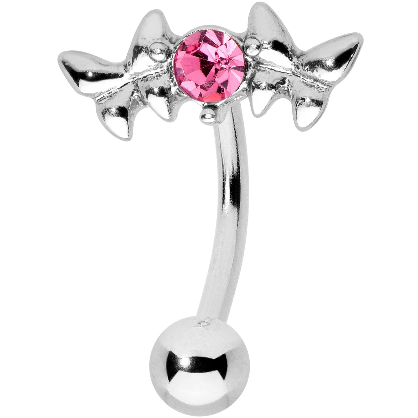 Pink Gem Sweet Butterflies Top Mount Belly Ring