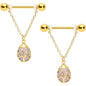 14 Gauge 9/16 Amethyst Gold Tone Drop Tree Chain Dangle Nipple Set