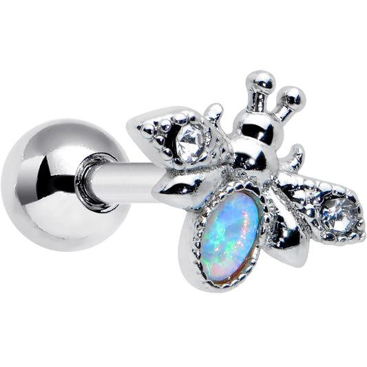 16 Gauge 1/4 White Synthetic Opal Insect Cartilage Tragus Earring