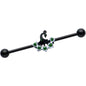 14 Gauge Black Green Pretty Peacock Industrial Barbell 38mm