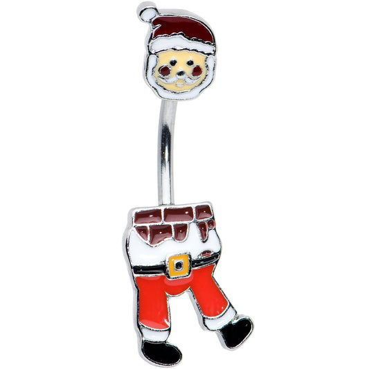 Santa Stuck in Chimney Christmas Double Mount Belly Ring