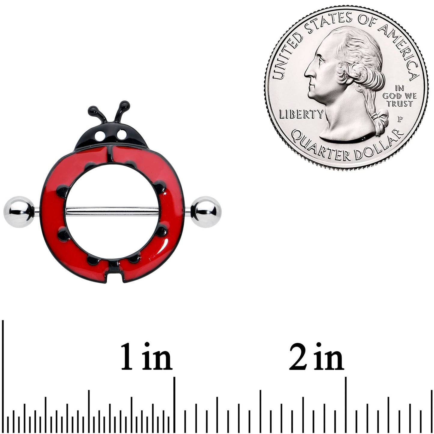 14 Gauge 11/16 Happy Red Ladybug Nipple Shield Set