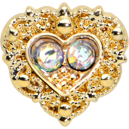 20 Gauge 1/4 Aurora Gem Baroque Golden Heart Nose Bone