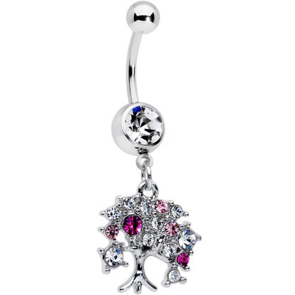 Clear Pink Gem Luscious Fruit Tree Dangle Belly Ring