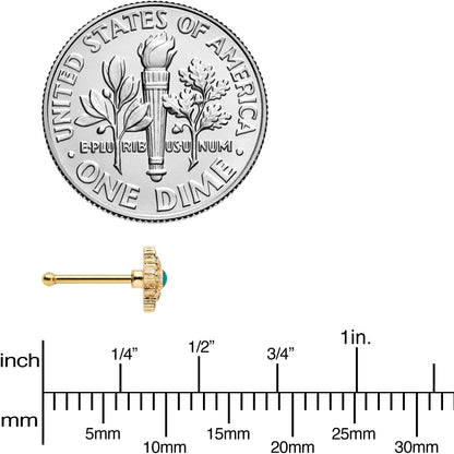 20 Gauge 1/4 Blue Gem Gold Tone Snowflake Nose Bone