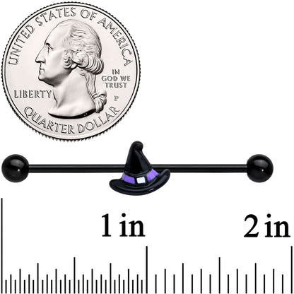 14 Gauge Black Purple Band Witch Hat Halloween Industrial Barbell 38mm