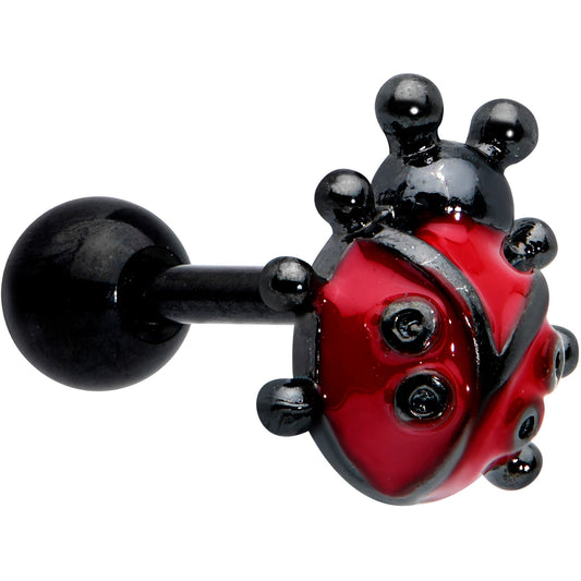 16 Gauge 1/4 Black Classic Ladybug Cartilage Tragus Earring