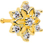 20 Gauge 1/4 Clear Gem Gold Tone Flower Snowflake Christmas Nose Bone