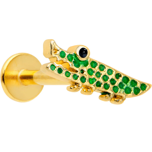 16 Gauge 5/16 Gold Tone Green Hungry Alligator Labret Monroe Tragus