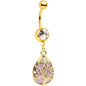 Purple Amethyst Gold Tone Drop Tree Dangle Belly Ring