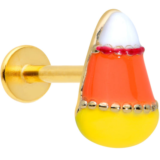 16 Gauge 5/16 Gold Tone Candy Corn Halloween Labret Monroe Tragus