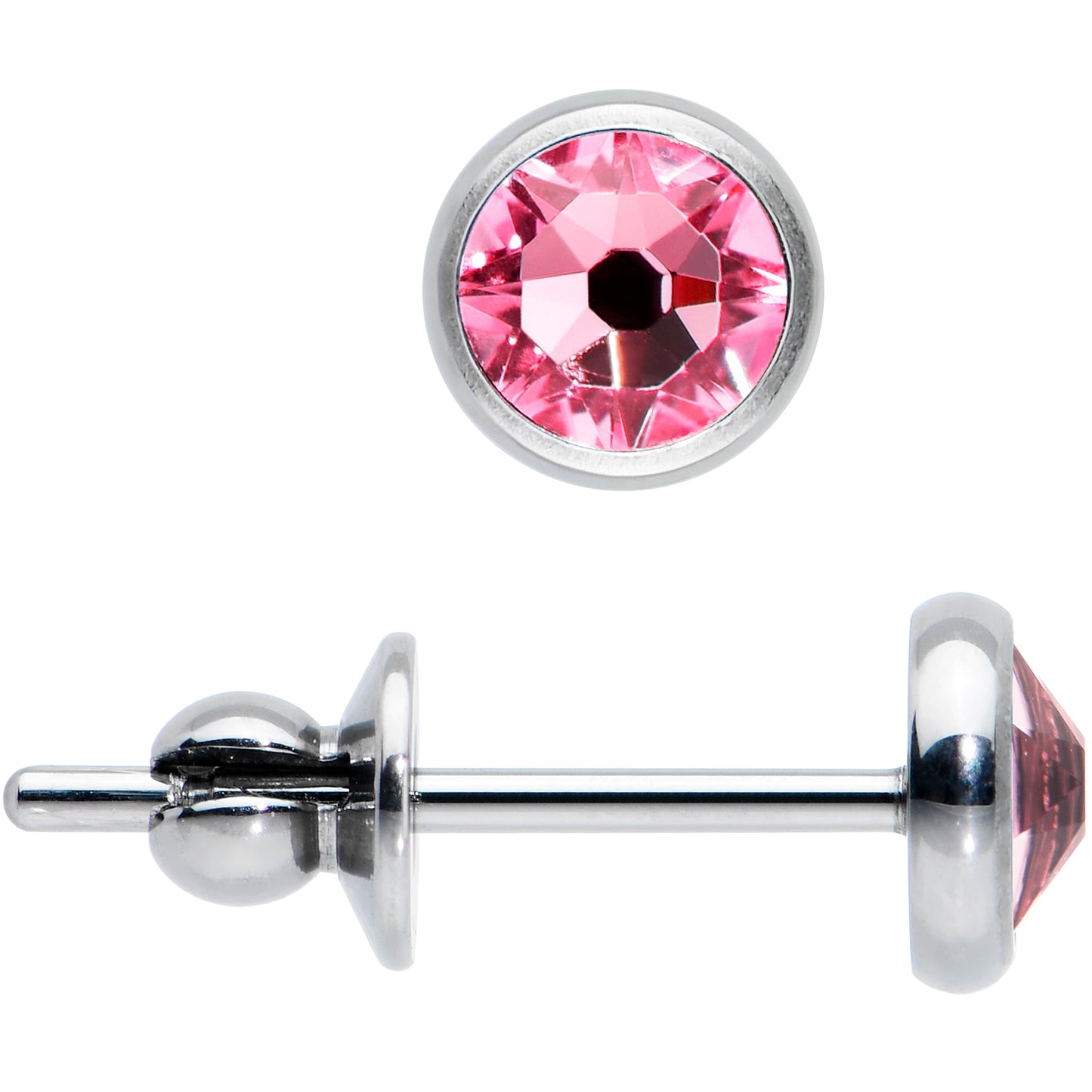 4mm Pink Crystal Implant Grade Titanium Stud Earrings