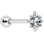 Clear CZ Gem Evening Star Barbell Tongue Ring