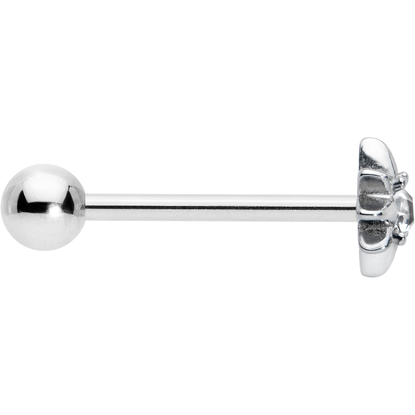 Clear CZ Gem Evening Star Barbell Tongue Ring