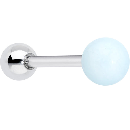 Light Blue Synthetic Aquamarine Barbell Tongue Ring