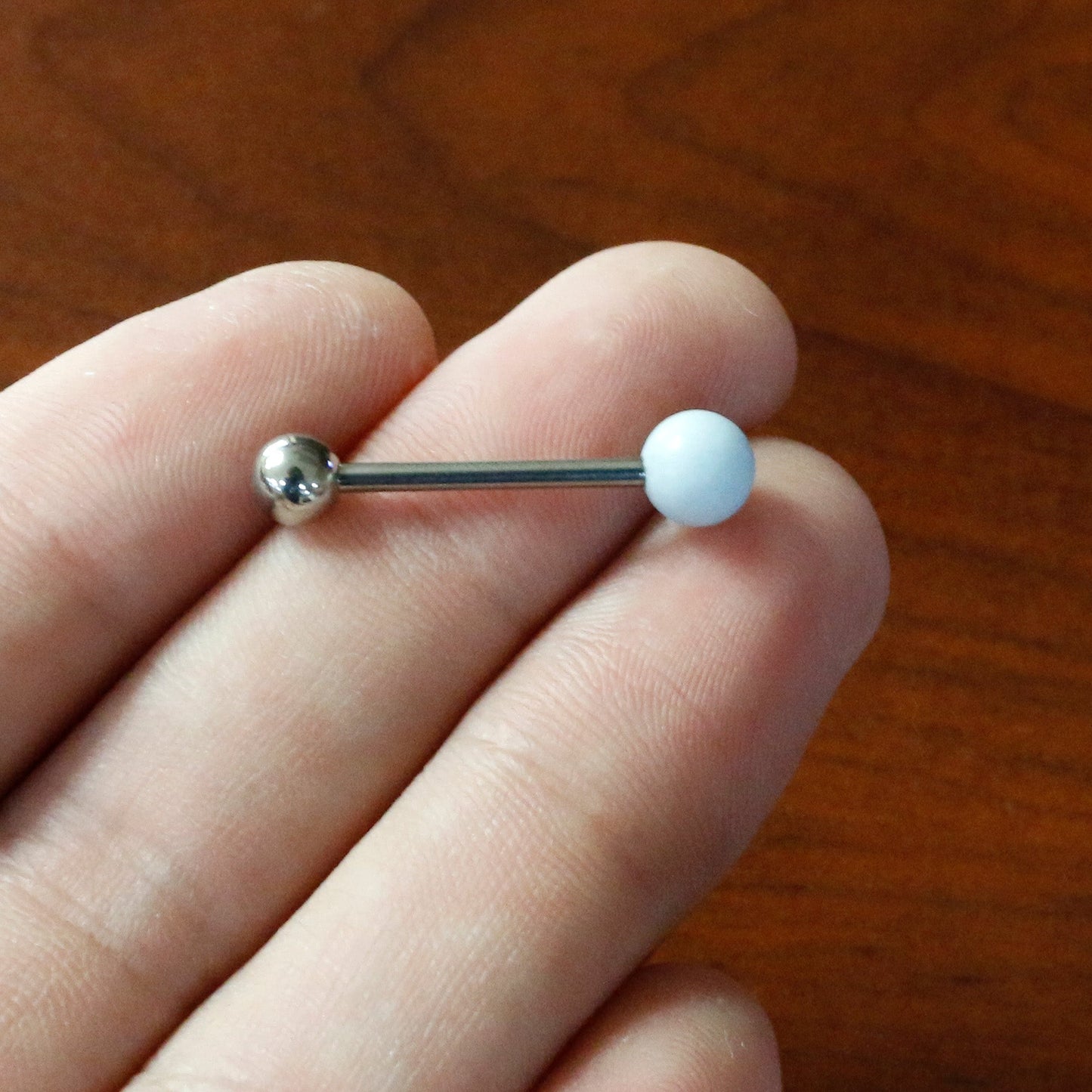 Light Blue Synthetic Aquamarine Barbell Tongue Ring