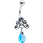 Clear Blue Gem Scrolling Elegance Dangle Belly Ring