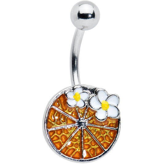 Sweet Orange Fruit Flower Belly Ring